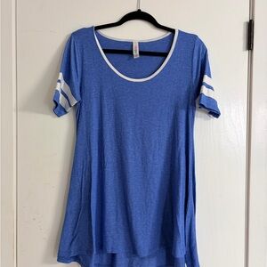 LuLaRoe Blue Short Sleeve Top with White Stripes